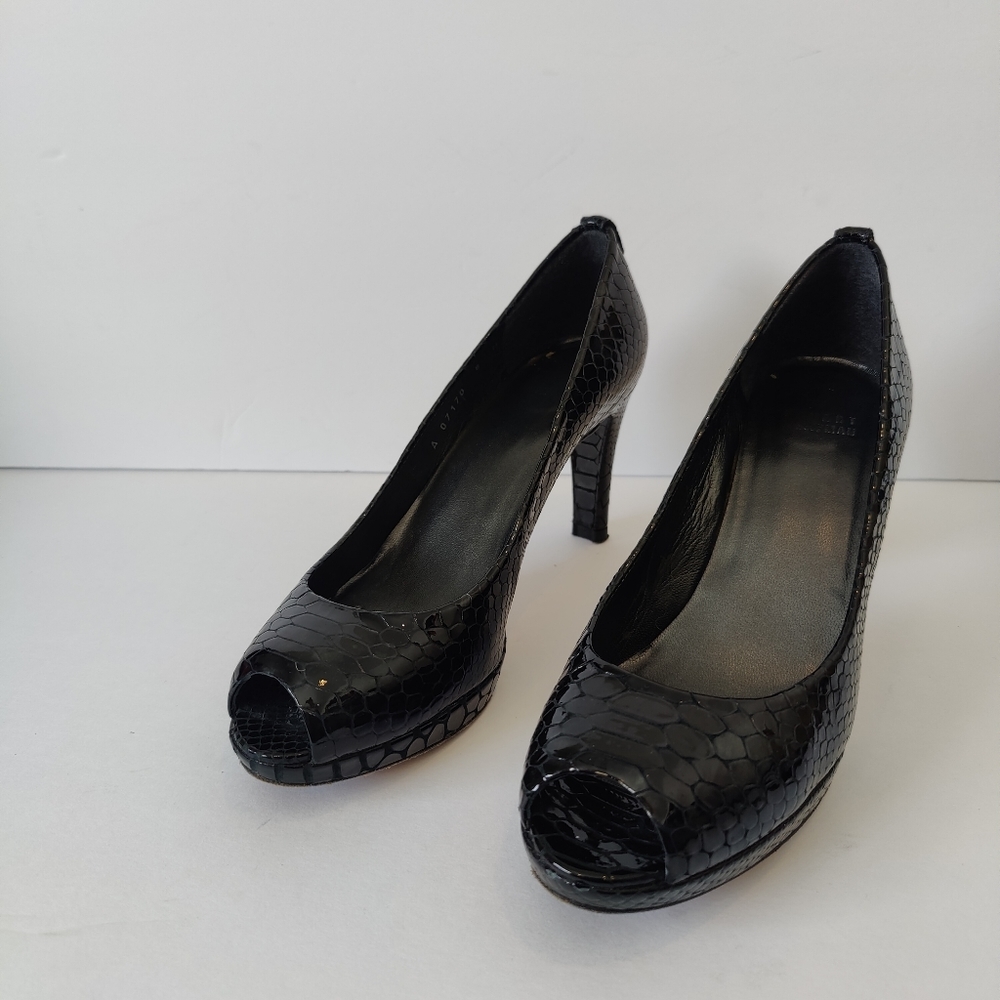 Stuart Weitzman patent leather peep toe heels - Picture 2 of 7